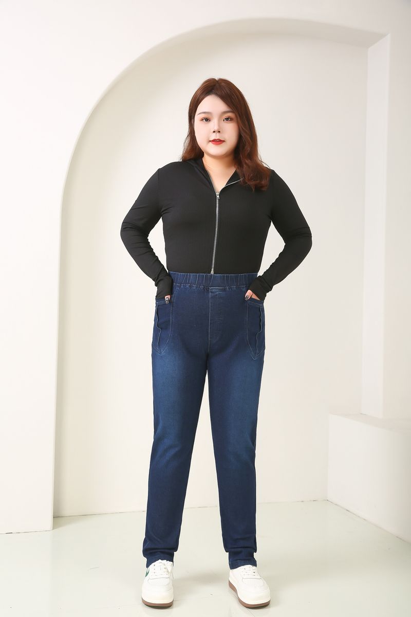 Women's Clothing Large Size Jeans For Women Autumn Fat Mm Slim Trousers High Elastic Small Pants_voghion.com