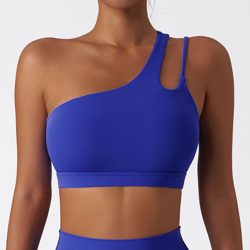 Sujetador deportivo de yoga con espalda descubierta y tirantes irregulares para mujer_voghion.com