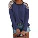Women's Round Neck Leopard Pattern Patch Pocket T-shirt Long Sleeve Underlay Tops_voghion.com