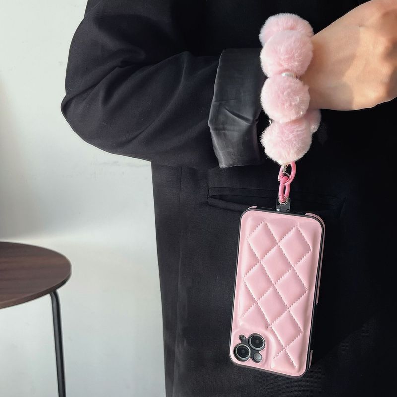 Mobile phone case leather rhombus suitable for Apple 14pro max mobile phone case iPhone13 high-end anti-fall_voghion.com