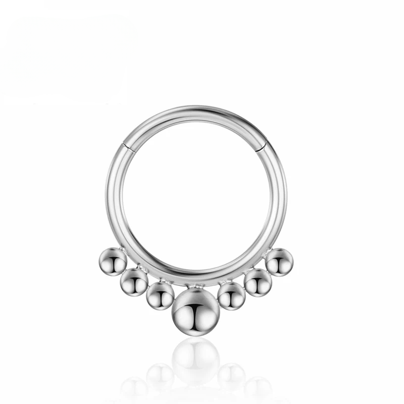 F136 Titanium Piercing Earrings Tragus Hoop Septum Nose ring Zircon 16G Helix Cartilage Clicker Hinged segment Labret Body Jewelry wholesale_voghion.com