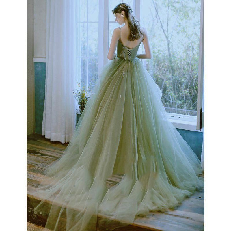 Women's Clothing new green forest style student art exam graduation host dress _voghion.com