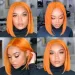 Bob Ginger Lace Front Wig Human Hair Color #350 Pre Plucked Glueless 6x4_voghion.com