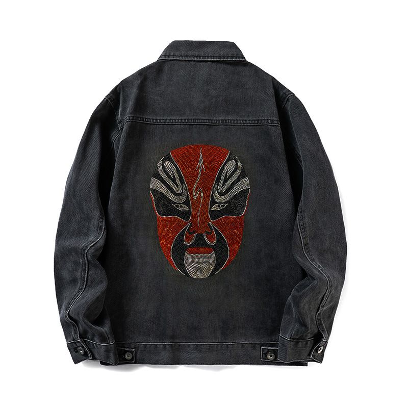Spring And Autumn New Loose Face Mask Trendy Youth Men's Denim Thick Jacket_voghion.com