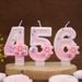 Handmade Pink Snowflake Digital New Creative Cake Birthday Party Candle_voghion.com