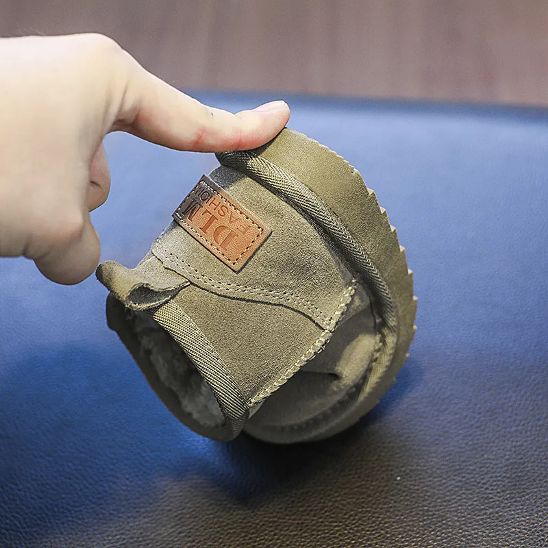 Baby Snow Boots Boys Cotton Shoes Winter Extra Fleece Warm Baby Shoes Real Leather Cotton Boots Girls Shoes_voghion.com