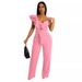 new fashion ruffled one-shoulder sleeveless waist deep V loose solid color jumpsuit for women_voghion.com