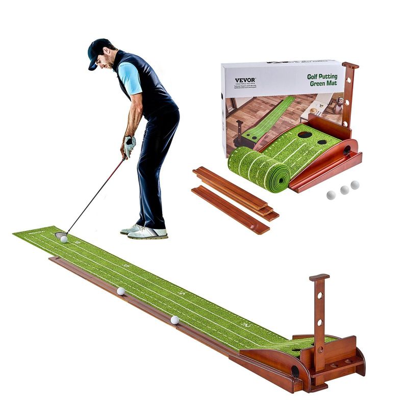 VEVOR 2 Hole Golf Putting Mat Indoor Golf Putting Green Golf Training Aid_voghion.com