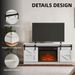 Fireplace TV Stand For Television Up To 65 Inch With Storage And Farmhouse Sliding Barn Doors, Entertainment Center With Cabinet And Shelves,White_voghion.com