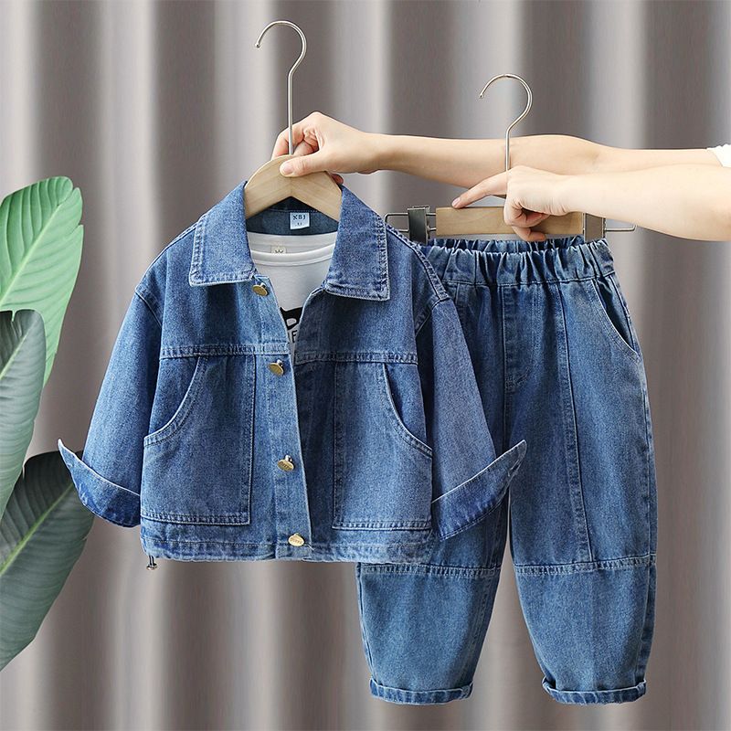 Kid's Clothing Boys Autumn Clothing Set New Baby Street Celebrity Children's Clothing Children's Spring And Autumn Style Denim Two Piece Set_voghion.com