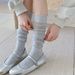Spring And Summer Bamboo Cotton Calf For Children, Miu Style Wind Wood Ear Hollow Mesh Legs Shaping Women's Pile Socks_voghion.com