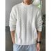 Men's Light Luxury Retro Cable Knit Sweater - Thickened Winter Pullover With Relaxed Fit, Casual Streetwear Style_voghion.com