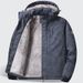 Parka invernale da uomo con fodera in pile – Giacca antivento con cappuccio staccabile per escursioni e spostamenti urbani (nero/blu navy/carbone) – Vestibilità slim con tasche laterali_voghion.com