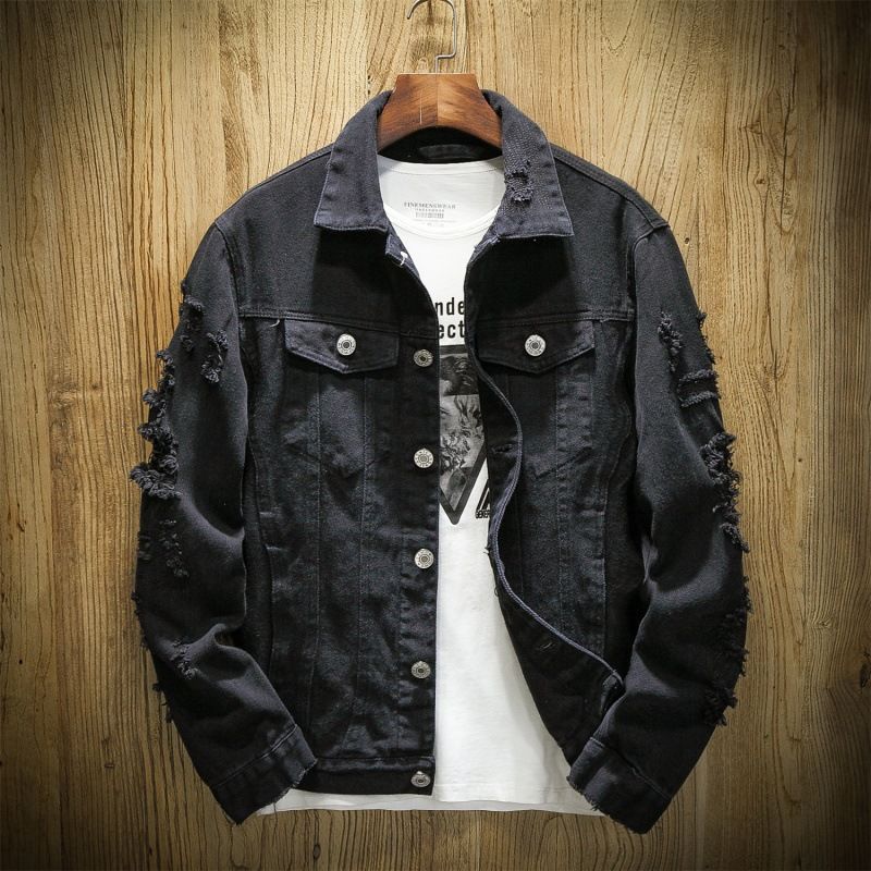 Men's Clothing Denim Jackets For Autumn And Winter, Japanese Style, Ripped Embroidery, Couple Trend, Large Size Denim Jackets, Shang Mengwei_voghion.com