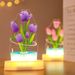 Lámpara de noche con tulipán con impresión UV - Lámpara LED decorativa de 20 cm con luz blanca cálida_voghion.com