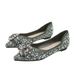 Boat 2025 New Spring/Summer Shallow Mouth Pointed Toe Flat Single With Rhinestones Large Size Women's Shoes 41 To 43_voghion.com