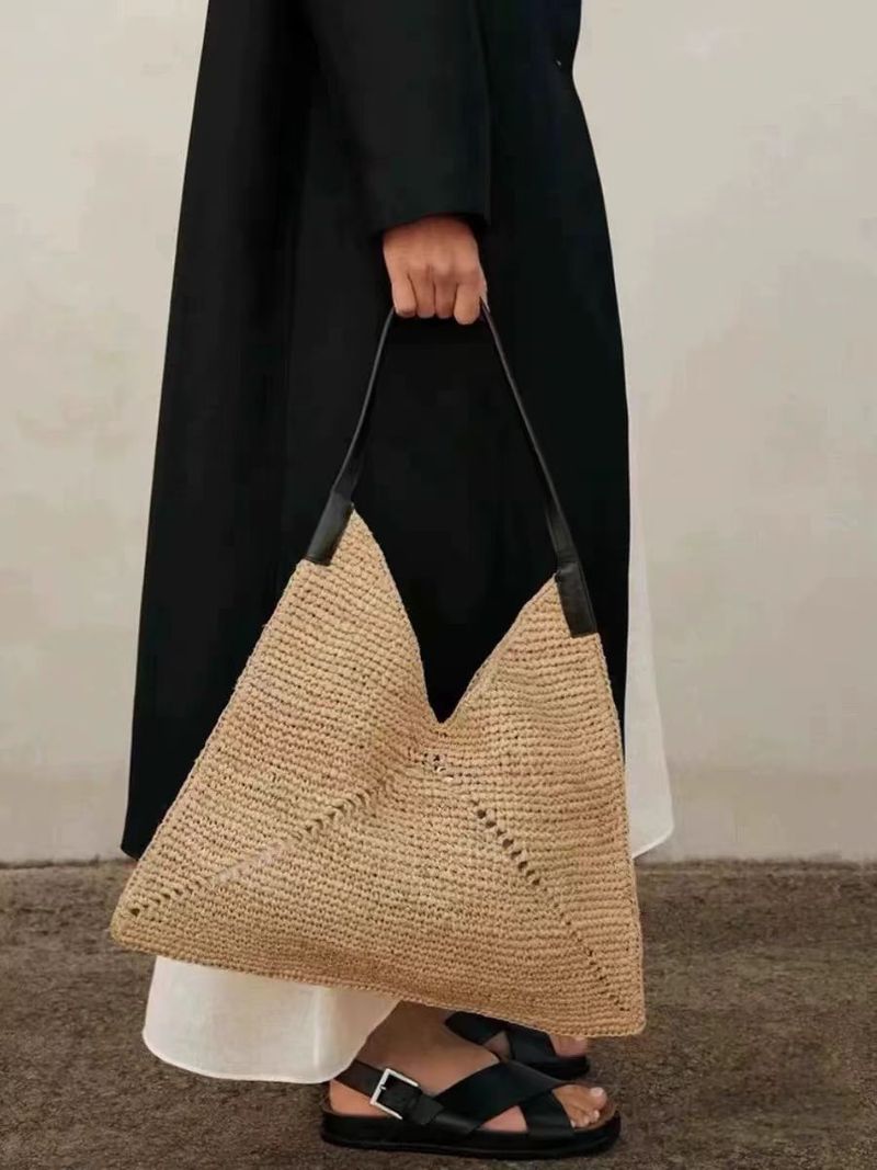 High-end Raffia Single Shoulder Straw New Fashion Large Capacity Woven Vacation Beach Versatile Rattan Bag_voghion.com