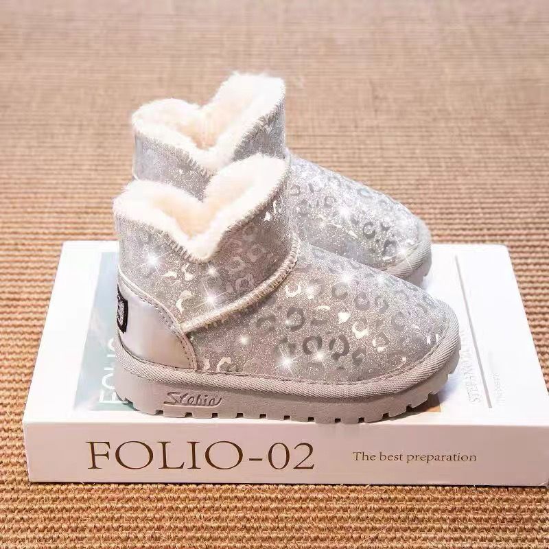 Girls snow boots winter new velvet thickened children's shoes autumn and winter boots baby girl big cotton shoes waterproof_voghion.com