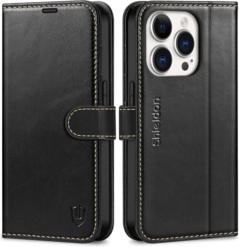 SHIELDON phone suitable for 5G 2022, genuine leather wallet protective RFID shielded credit card holder split magnetic_voghion.com