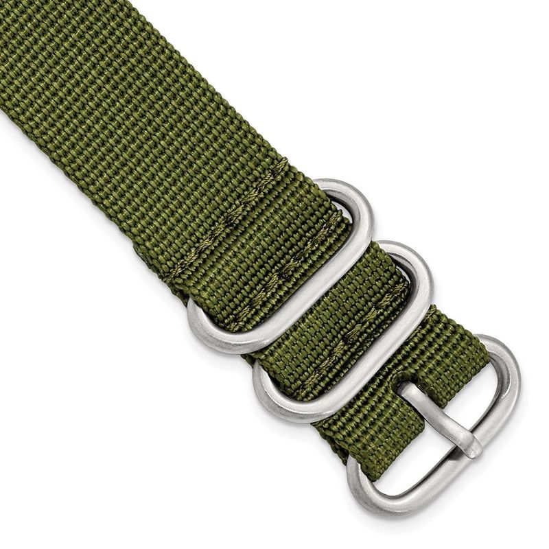 DeBeer 22mm One-Piece Olive Green Military Ballistic G10 Nylon With Brushed Stainless Steel Buckle 10.75 Inch Watch Band_voghion.com