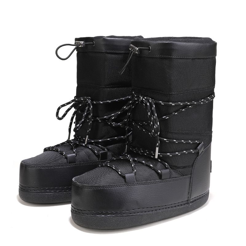 Women's Shoes Knee High Boots Outdoor Space Shoes Ski Boots Black Texture Thick Warm Shoes_voghion.com