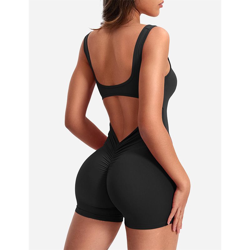 Women's Clothing Spring And Summer New Women's Clothing Shoulder Strap Backless Slimming Hip Lifting Yoga Jumpsuit_voghion.com