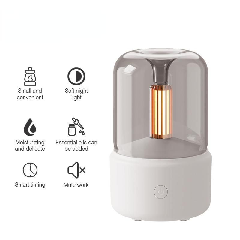 1 Pcs Candlelight Aroma Diffuser Portable Electric USB Air Humidifier Cold Fog Machine Atomizer LED Night Light HMM_voghion.com