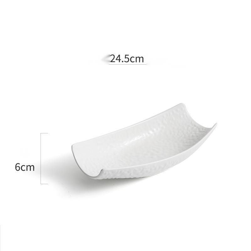 Gemüsesalat Hotel Boot-förmiges Restaurant Unregelmäßiges kaltes Gericht Kommerziell Kreative Keramik Weiße Dessertschale_voghion.com