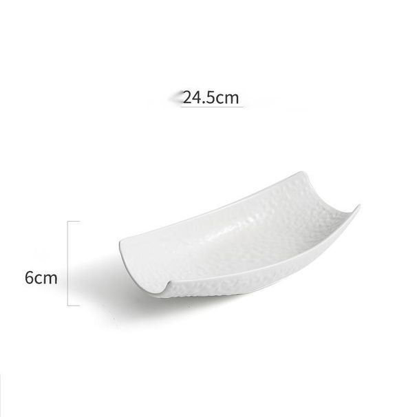 Gemüsesalat Hotel Boot-förmiges Restaurant Unregelmäßiges kaltes Gericht Kommerziell Kreative Keramik Weiße Dessertschale_voghion.com