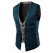 Men's Casual Checkered Patchwork Vest Single Breasted Slim Fit Layering Piece For Spring Autumn_voghion.com