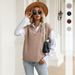 Ropa de mujer estación independiente ins tendencia suéter tejido con cuello en V de color sólido chaleco para mujer_voghion.com