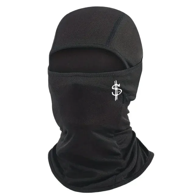 Schwarze, atmungsaktive Sturmhaube mit Buchstaben-Print für Motorradfahrer_voghion.com