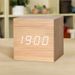 LED Creative Voice-Controlled Digital Electronic Alarm Silent Student Night Light Bedside Square Cute Wooden Clock_voghion.com