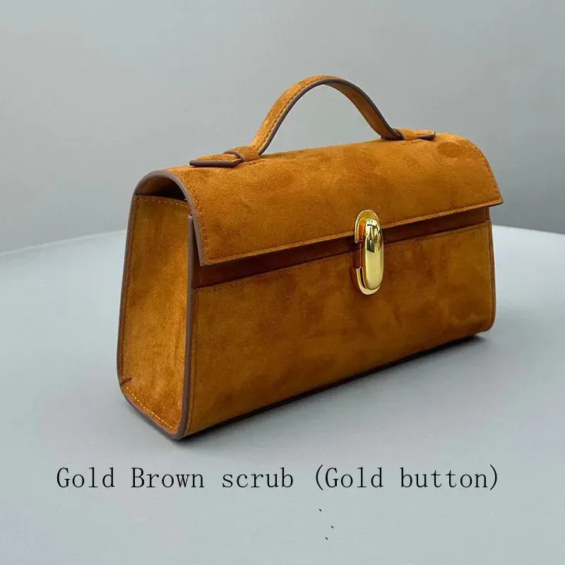 Evening Savette Suede Smooth Leather Handbag Designer Retro Clutch Bag Women Stance Stand Handheld Clamshell Wallet_voghion.com