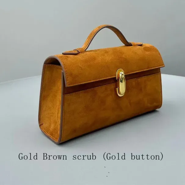 Evening Savette Suede Smooth Leather Handbag Designer Retro Clutch Bag Women Stance Stand Handheld Clamshell Wallet_voghion.com