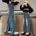 Meisjes denim wijde pijpen en herfst w, 2024 nieuwe outfit, medium tot grote lange broek, lente kinderbroeken voor casual_voghion.com