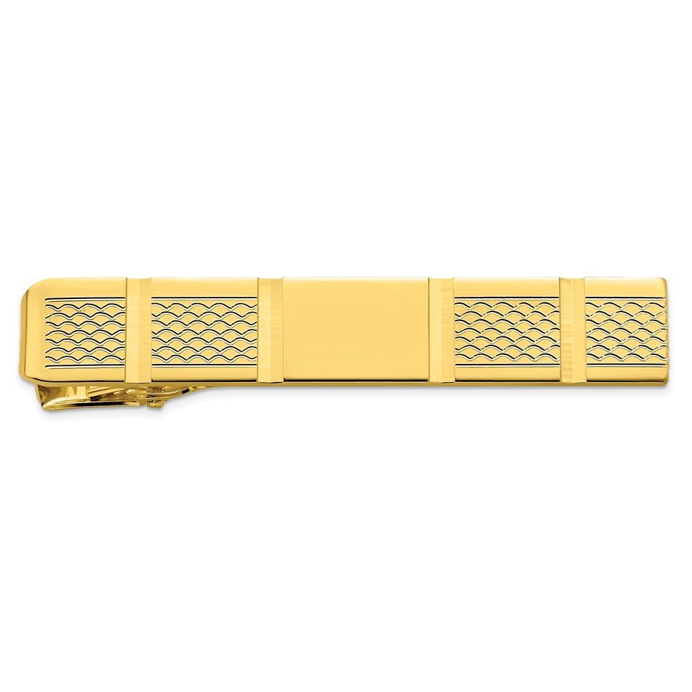 Kelly Waters Gold-plated Facet Cut Patterned Tie Bar_voghion.com
