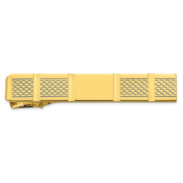 Kelly Waters Gold-plated Facet Cut Patterned Tie Bar_voghion.com