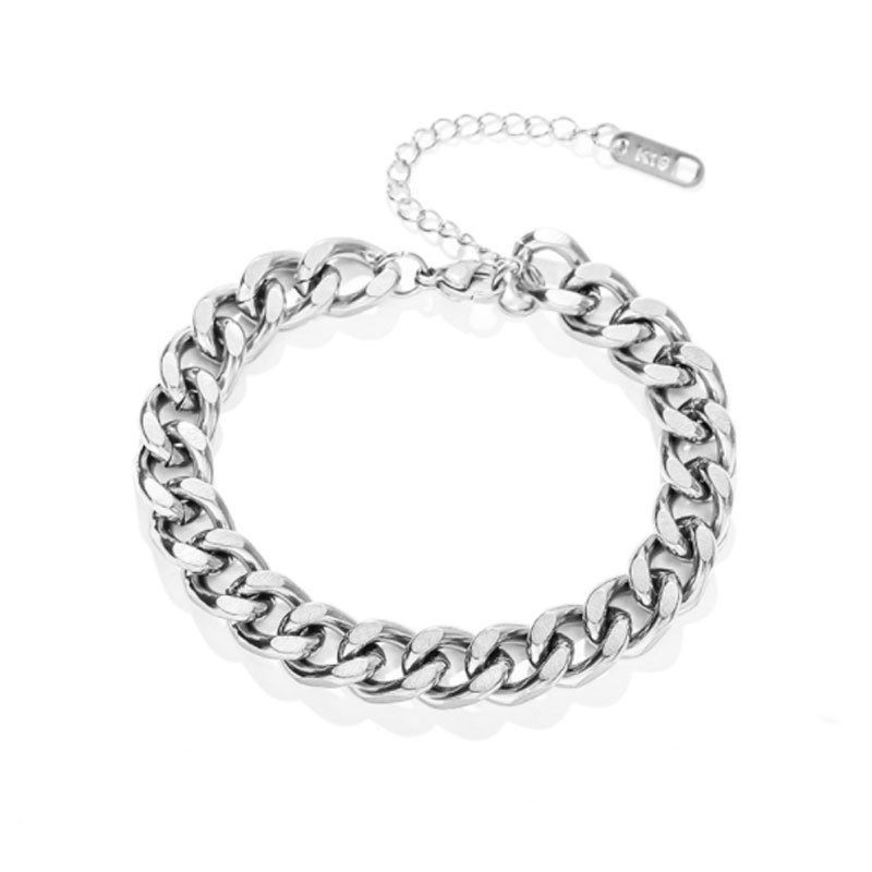 【Full Titanium Steel】Color-Retaining Personality Hip-Hop Style Cuban Bracelet Versatile Thick Chain Jewelry_voghion.com