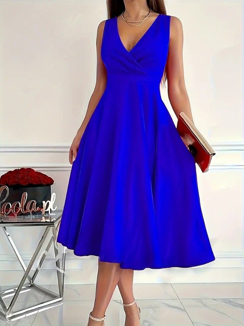 Damenbekleidung Ärmellose Weste mit V-Ausschnitt Mode Freizeitkleid Abendkleid_voghion.com