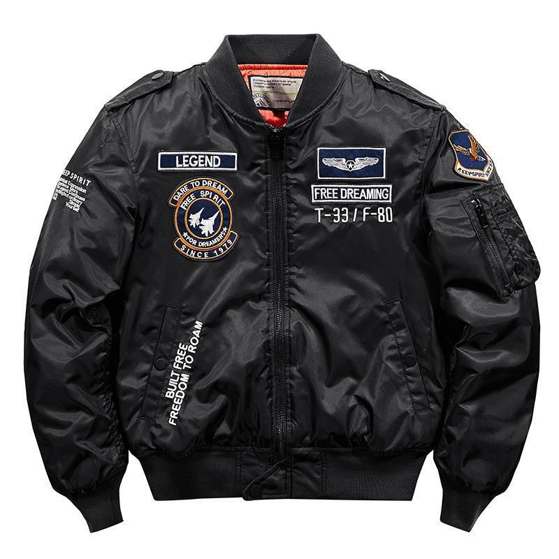 Herrenbekleidung, Winter, warm, wattierte Bomberjacke mit Stehkragen, leicht und bequem, mehrere Farben und Größen (Schwarz, Armeegrün, Marineblau, Grau)​_voghion.com