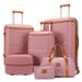 Brown Color Six Piece PP Trolley Case Explosion Proof Zipper Universal Wheel Suitcase Luggage Storage Box Set_voghion.com