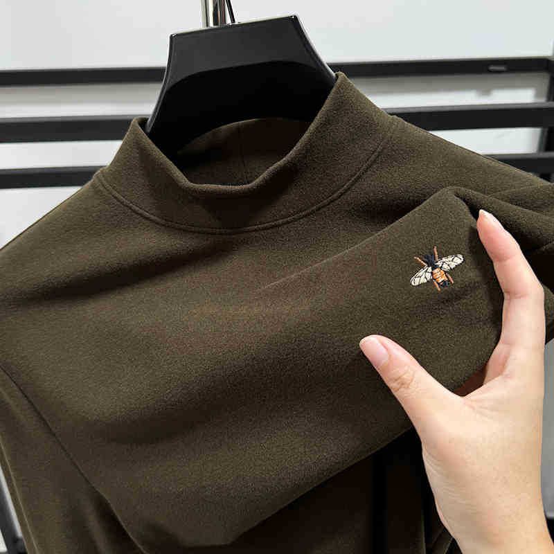 Premium Double-Layer Fleece Sweatshirt For Men – Slim-Fit Thermal Base Layer With Brushed Micro Velvet Interior, Semi-Turtleneck Winter Pullover_voghion.com