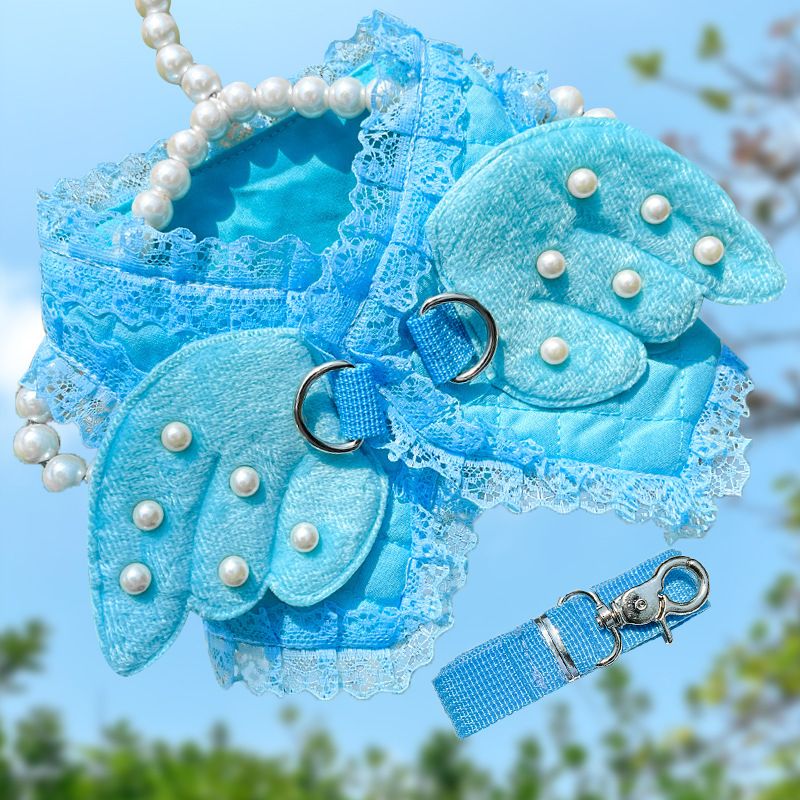 Sangle de poitrine pour chien et chat Pearl Angel Princess, corde de traction, fournitures pour animaux de compagnie, printemps/été, respirante_voghion.com
