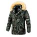 Manteau d'hiver à capuche camouflage pour homme - Parka longue, épaisse et ajustée, doublée polaire, pour l'extérieur et les loisirs_voghion.com