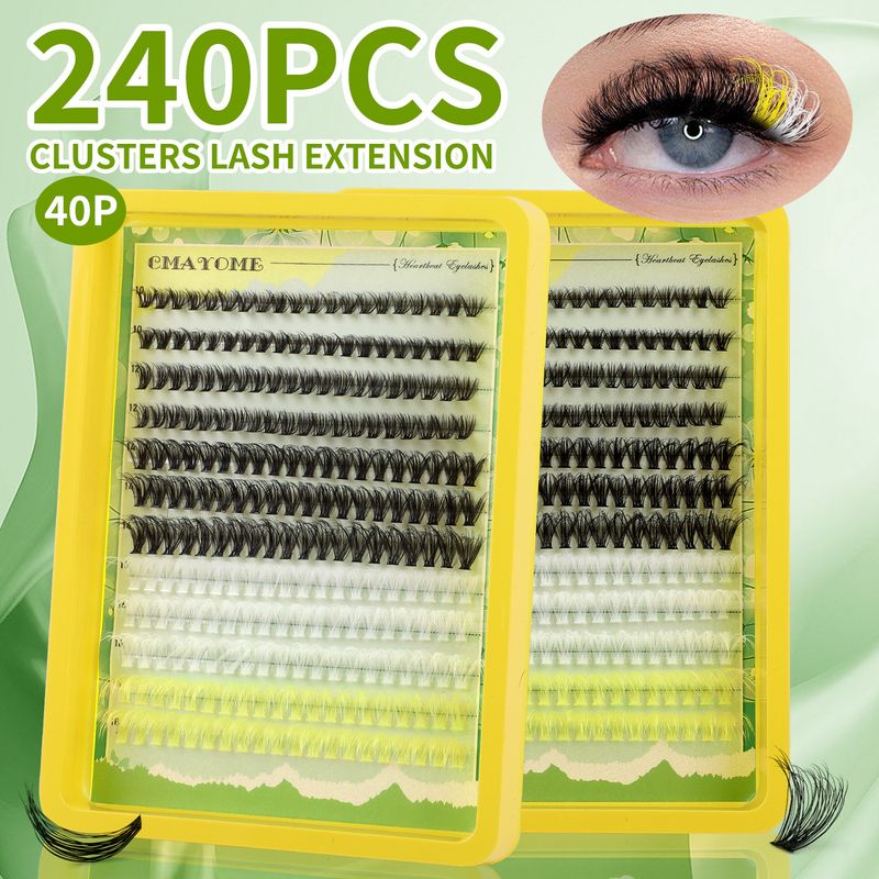 DIY-Set für segmentierte falsche Wimpern, Wimpernverlängerungsset mit großer Kapazität, gemischte Farben mit bunten und schwarzen Büscheln_voghion.com