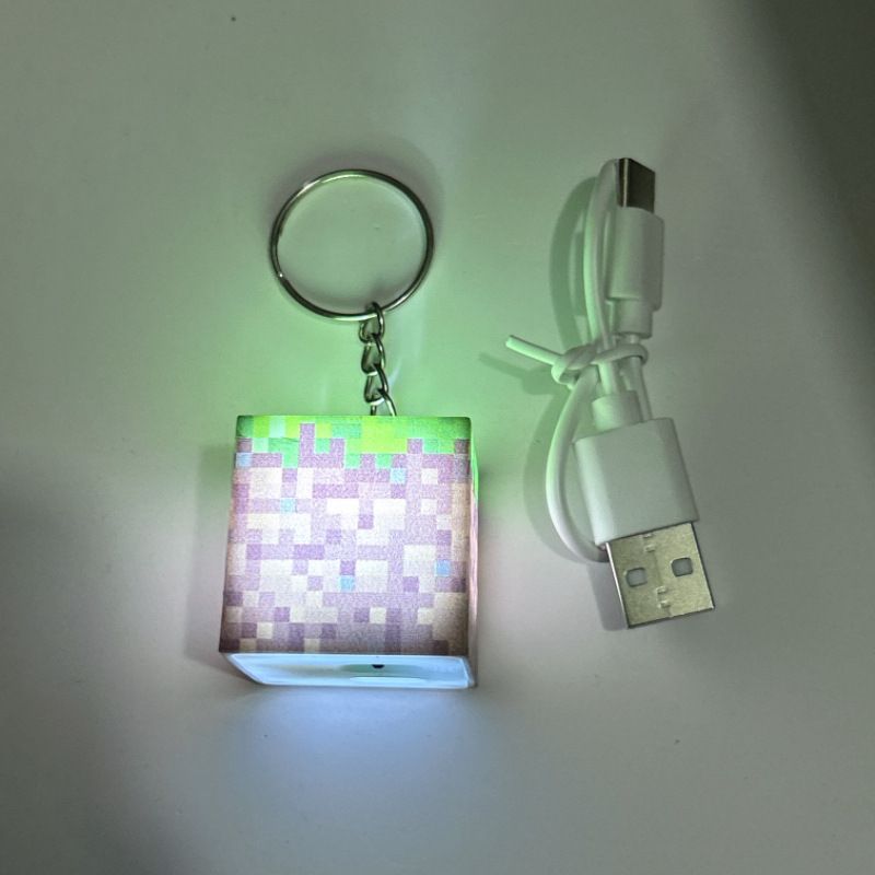 Minecraft Keychain Pendant Mc Game Peripheral Mini Torch Torch Light Small Flashlight Rechargeable Mining Lamp_voghion.com