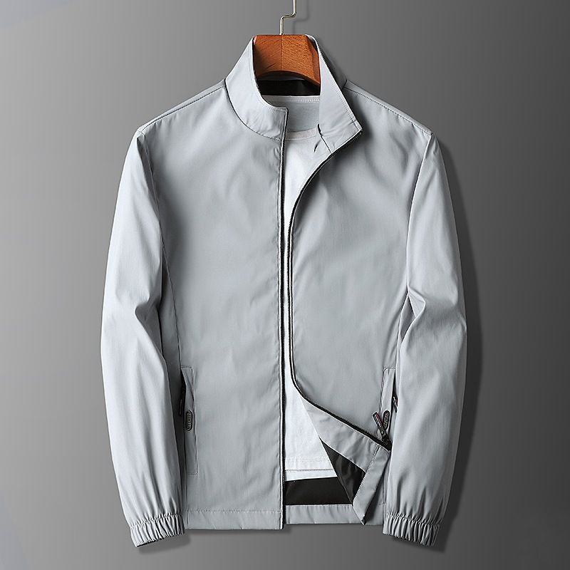 Men's Lightweight Jacket Slim Fit Stand Collar Casual Windbreaker With Multiple Pockets For Spring & Autumn_voghion.com