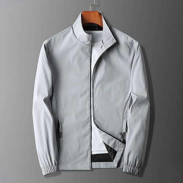 Men's Lightweight Jacket Slim Fit Stand Collar Casual Windbreaker With Multiple Pockets For Spring & Autumn_voghion.com