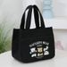 ladies Cartoon Bear Printing Large Capacity Lunch Box Bag Office Staff Handbag_voghion.com